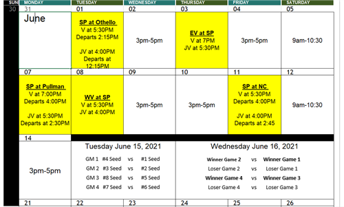 june schedule 